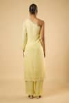 Shop_Dori & CO._Yellow Georgette, Satin Sequins, Embroidery One Shoulder Kurta With Pant _at_Aza_Fashions