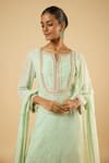 Buy_Dori & CO._Mint Georgette, Satin Embroidery, Mirrors, Gota Patti, Kurta And Dhoti Pant Set _Online_at_Aza_Fashions