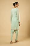 Shop_Dori & CO._Mint Georgette, Satin Embroidery, Mirrors, Gota Patti, Kurta And Dhoti Pant Set _at_Aza_Fashions