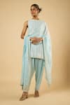 Buy_Dori & CO._Sky Blue Georgette, Satin Sequins, Embroidery, Metallic And Kurta Dhoti Set _at_Aza_Fashions