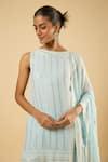 Buy_Dori & CO._Sky Blue Georgette, Satin Sequins, Embroidery, Metallic And Kurta Dhoti Set _Online_at_Aza_Fashions