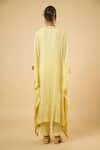Shop_Dori & CO._Yellow Georgette, Satin Sequins, Embroidery Embellished Kaftan And Pant Set  _at_Aza_Fashions