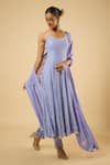Buy_Dori & CO._Lavender Georgette, Satin Mirrors, Embroidery, Sequins, Piping Anarkali Set _Online_at_Aza_Fashions