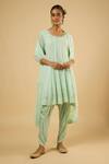 Buy_Dori & CO._Mint Georgette, Satin Sequins, Mirrors, Embroidery, Pearls Round Anarkali Set _at_Aza_Fashions