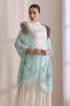 Buy_Dusala_Sky Blue Emma Collared Fur Stole _at_Aza_Fashions