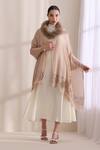 Buy_Dusala_Beige Amelia Collared Fur Stole _at_Aza_Fashions