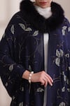 Shop Dusala Navy Charlotte Collared Stone Work Stole Online at Aza Fashions Shop_Dusala_Navy Charlotte Collared Stone Work Stole _Online_at_Aza_Fashions