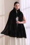 Buy_Dusala_Black Mia Collared Stone Work Stole _at_Aza_Fashions