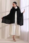 Dusala_Black Mia Collared Stone Work Stole _Online_at_Aza_Fashions