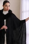 Shop_Dusala_Black Mia Collared Stone Work Stole _Online_at_Aza_Fashions