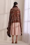 Shop Dusala Brown Flora Lotus Pattern Stole at Aza Fashions Shop_Dusala_Brown Flora Lotus Pattern Stole _at_Aza_Fashions