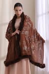Shop Dusala Brown Flora Lotus Pattern Stole Online at Aza Fashions Shop_Dusala_Brown Flora Lotus Pattern Stole _Online_at_Aza_Fashions