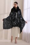 Buy_Dusala_Black Ellie Collared Fur Stole _at_Aza_Fashions