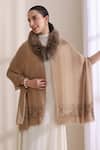Buy_Dusala_Beige Hannah Collared Fur Stole _at_Aza_Fashions