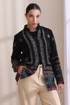 Shop_Dusala_Multi Color Cashmere, Wool Embroidery High Neck Quinn Short Jacket _Online_at_Aza_Fashions