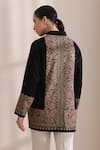 Shop_Dusala_Black Cashmere, Wool Embroidery Mandarin Collar Sarah Jacket _at_Aza_Fashions