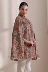 Buy_Dusala_Brown High Neck Gulab Embroidered Cape _Online_at_Aza_Fashions