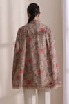 Shop_Dusala_Brown High Neck Gulab Embroidered Cape _at_Aza_Fashions
