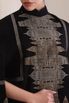 Buy_Dusala_Black High Neck, Mandarin Collar Taj Cashmere Fine Wool Silk Zari Cape _Online_at_Aza_Fashions