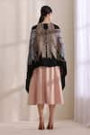 Shop_Dusala_Black V-neck Birdie Feather Embroidered Cape _at_Aza_Fashions