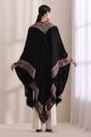 Shop_Dusala_Black Open Neck Chitra Woven Cape _at_Aza_Fashions
