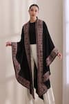 Buy_Dusala_Black Open Neck Chitra Woven Cape _at_Aza_Fashions