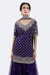 Shop_Onaya_Purple Organza Sequins, Beads, Embroidery, Cutdana And Sequence Kurta Sharara Set _Online_at_Aza_Fashions