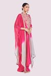 Onaya_Fuchsia Silk Embroidery, Zari High , Open Zardosi Cape Skirt Set _Online_at_Aza_Fashions