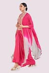 Buy_Onaya_Fuchsia Silk Embroidery, Zari High , Open Zardosi Cape Skirt Set _Online_at_Aza_Fashions
