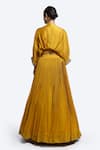 Shop_Onaya_Mustard Georgette Embroidery, Metallic Thread, Zardosi Top And Pleated Skirt Set _at_Aza_Fashions