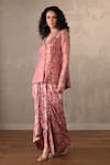 Onaya_Magenta Tissue, Brocade Sequins, Embroidery, Banarasi Jacket And Skirt Set _Online_at_Aza_Fashions