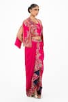 Buy_Onaya_Fuchsia Silk Pearls, Sequins, Embroidery Scoop Neck, V-neck, Jacket And Skirt Set _Online_at_Aza_Fashions