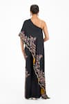 Shop_Onaya_Black Silk Sequins, Beads, Embroidery One Floral Sequence Cape And Pant Set _at_Aza_Fashions