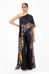 Buy_Onaya_Black Silk Sequins, Beads, Embroidery One Floral Sequence Cape And Pant Set _at_Aza_Fashions