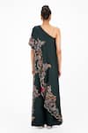 Shop_Onaya_Green Silk Sequins, Beads, Cut Work One Shoulder Embroidered Cape And Pant Set _at_Aza_Fashions