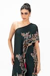Shop_Onaya_Green Silk Sequins, Beads, Cut Work One Shoulder Embroidered Cape And Pant Set _Online_at_Aza_Fashions