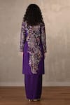 Shop_Onaya_Purple Silk Embroidery V-, Open Hand Paisley Jacket And Skirt Set _at_Aza_Fashions