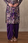 Shop_Onaya_Purple Silk Embroidery V-, Open Hand Paisley Jacket And Skirt Set _Online_at_Aza_Fashions