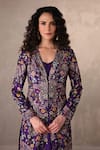 Onaya_Purple Silk Embroidery V-, Open Hand Paisley Jacket And Skirt Set _at_Aza_Fashions