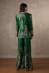 Shop_Onaya_Emerald Green Silk Mirrors, Embroidery Square Neck, Jacket Pant Set _at_Aza_Fashions