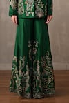 Buy_Onaya_Emerald Green Silk Mirrors, Embroidery Square Neck, Jacket Pant Set _Online_at_Aza_Fashions