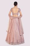 Shop_Onaya_Pink Net Sequins, Stones V-, Scoop Cutdana Embroidered Lehenga Set _at_Aza_Fashions