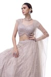 Buy_Onaya_Off White Net Sequins, Beads, Stones, Embroidery Sequence And Cutdana Lehenga Set _at_Aza_Fashions