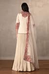 Shop_Onaya_Off White Organza Embroidery, Piping Round Neck Crush Lehenga Set _at_Aza_Fashions