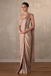 Onaya_Beige Satin Beads, Sequins Sweetheart Neck Embellished Saree Gown  _Online_at_Aza_Fashions