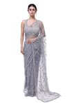 Buy Onaya Net Embroidery, Beads, Fringe V-neck Cutdana And Moti Saree & Blouse Set at Aza Fashions Buy_Onaya_Net Embroidery, Beads, Fringe V-neck Cutdana And Moti Saree & Blouse Set _at_Aza_Fashions