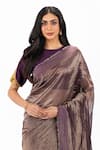 Onaya_Purple Zari, Tassels, Embroidery Round Zardosi Work Striped Saree And Blouse Set _Online_at_Aza_Fashions