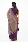Shop_Onaya_Purple Zari, Tassels, Embroidery Round Zardosi Work Striped Saree And Blouse Set _at_Aza_Fashions