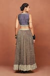 Sue Mue_Black Silk, Georgette, Tissue Chaand Tribal Geometric And Floral Lehenga Set _Online_at_Aza_Fashions