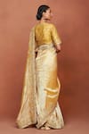 Buy_Sue Mue_Gold Tissue, Silk Zari, Beads, Sequins, Taraani Floral Saree With Blouse _Online_at_Aza_Fashions